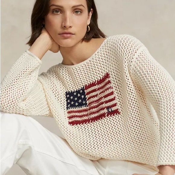 NWT Polo Ralph Lauren Flag Sweater Women’s L - Picture 1 of 5